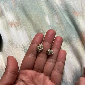 Textured Silver Knot Earrings